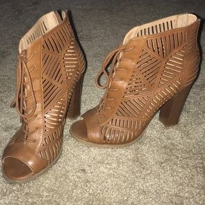 Brown lace up heels